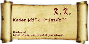Kaderják Kristóf névjegykártya